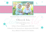 Stars Spots Polka Photo Party - Christening Invitations Joint Boy Girl Unisex Twins Baptism Naming Day Ceremony Celebration Party ~ QUANTITY DISCOUNT AVAILABLE