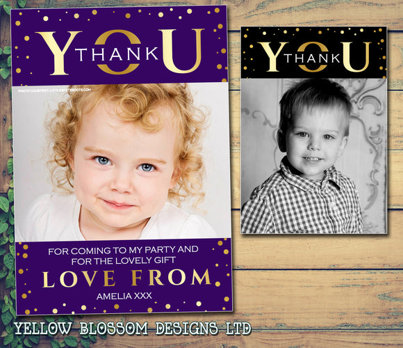 Printed Foil Effect - Custom Personalised Thank You Cards - Yellow Blossom Designs Ltd