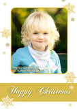 Cute Snowflakes Gold Blue Personalised Folded Flat Christmas Photo Cards Family Child Kids ~ QUANTITY DISCOUNT AVAILABLE