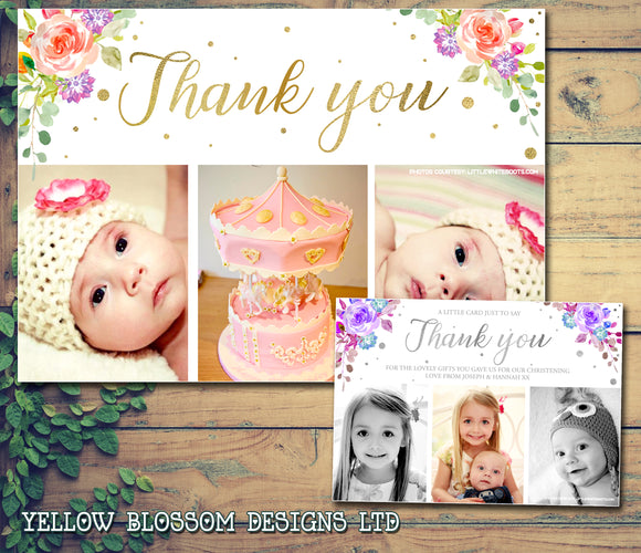 Gorgeous Floral - Custom Personalised Thank You Cards - Yellow Blossom Designs Ltd