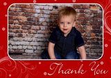 Red Blue Silver Gold Personalised Folded Flat Christmas Thank You Photo Cards Family Child Kids