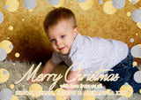 Glitter Dots Full Photo Card Personalised Folded Flat Christmas Photo Cards Family Child Kids ~ QUANTITY DISCOUNT AVAILABLE
