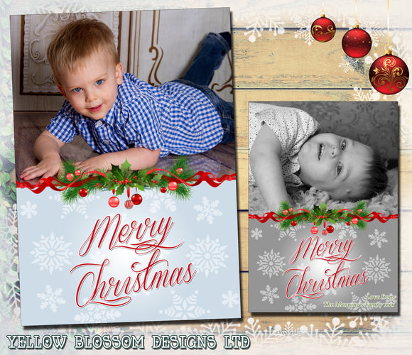 Classic Modern Personalised Folded Flat Christmas Photo Cards Family Child Kids ~ QUANTITY DISCOUNT AVAILABLE