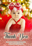 Red Gold Photo Card Personalised Folded Flat Christmas Thank You Photo Cards Family Child Kids