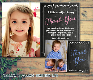 Chalkboard With Modern Border - Custom Personalised Thank You Cards - Yellow Blossom Designs Ltd