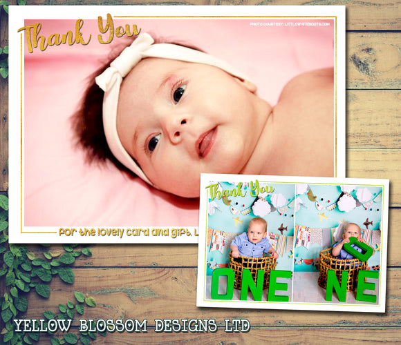 Large Photo With Border - Custom Personalised Thank You Cards - Yellow Blossom Designs Ltd