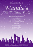 Skyline Newyork - Children's Kids Child Birthday Invitations Boy Girl Joint Party Twins Unisex Printed ~ QUANTITY DISCOUNT AVAILABLE