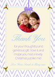 Elegant Boy Girl Twins Joint Personalised Folded Flat Christmas Thank You Photo Cards Family Child Kids ~ QUANTITY DISCOUNT AVAILABLE
