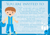 Boy Girl Bowling Invite - Children's Kids Child Birthday Invitations Boy Girl Joint Party Twins Unisex Printed ~ QUANTITY DISCOUNT AVAILABLE - YellowBlossomDesignsLtd