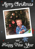 Chalkboard Snowflakes Personalised Folded Flat Christmas Photo Cards Family Child Kids ~ QUANTITY DISCOUNT AVAILABLE