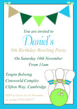 Bowling - Children's Kids Child Birthday Invitations Boy Girl Joint Party Twins Unisex Printed ~ QUANTITY DISCOUNT AVAILABLE - YellowBlossomDesignsLtd