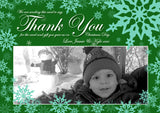 Snowflakes Modern Personalised Folded Flat Christmas Thank You Photo Cards Family Child Kids ~ QUANTITY DISCOUNT AVAILABLE