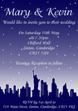 New York Skyline Wedding Invitations Personalised ~ QUANTITY DISCOUNT AVAILABLE