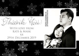 Snowflakes Winter Marriage Photo Personalised Wedding Thank You Cards ~ QUANTITY DISCOUNT AVAILABLE