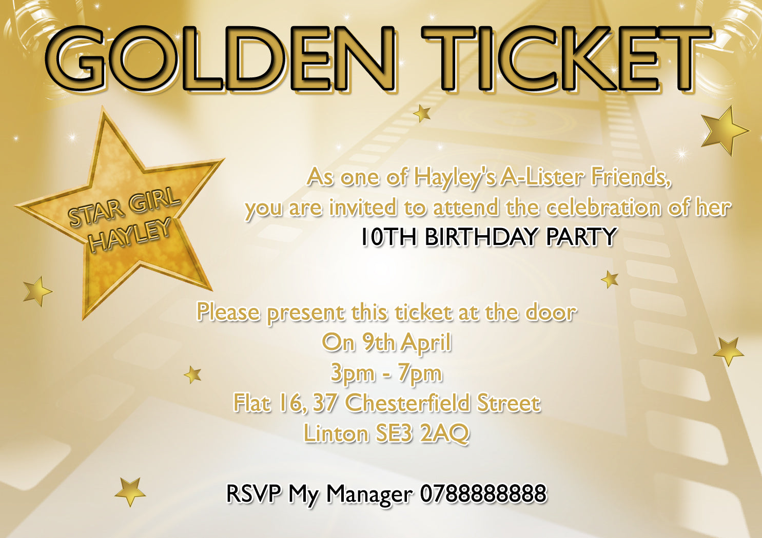 WILLY WONKA Golden Ticket Invitation - Digital printable file/Printing  Available Upon Request