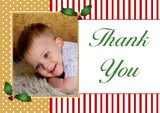 Spots & Stripes Personalised Folded Flat Christmas Thank You Photo Cards Family Child Kids ~ QUANTITY DISCOUNT AVAILABLE