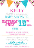 Baby Shower Invitations Boy Girl Unisex Twins Joint Party - Bunting Carnival Poster ~ QUANTITY DISCOUNT AVAILABLE - YellowBlossomDesignsLtd