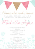 Classic Bunting Chic - Christening Invitations Joint Boy Girl Unisex Twins Baptism Naming Day Ceremony Celebration Party ~ QUANTITY DISCOUNT AVAILABLE - YellowBlossomDesignsLtd