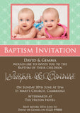 Modern Photo Invites Pink Blue Joint - Christening Invitations Boy Girl Unisex Twins Baptism Naming Day Ceremony Celebration Party ~ QUANTITY DISCOUNT AVAILABLE