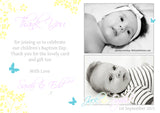 Cute Elegant Joint Boy Girl Twins Photo Personalised Thank You Cards Christening Baptism Naming Day Party Celebrations ~ QUANTITY DISCOUNT AVAILABLE