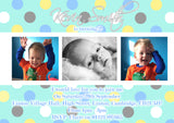 Children's Kids Child Birthday Invitations Boy Girl Joint Party Twins Twin Unisex Printed - Polka Dots Multiple Photos ~ QUANTITY DISCOUNT AVAILABLE