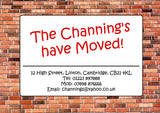 Rustic Brick Sign Personalised Moving House Announcement Cards ~ QUANTITY DISCOUNT AVAILABLE