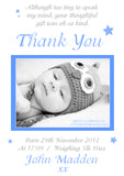 Boys Blue Thank You Message Note New Born Baby Birth Announcement Photo Cards Personalised Bespoke ~ QUANTITY DISCOUNT AVAILABLE - YellowBlossomDesignsLtd