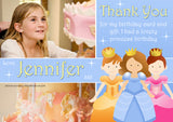Princess Pink Blue Sparkles Personalised Birthday Thank You Cards Printed Kids Child Boys Girls Adult - Custom Personalised Thank You Cards - Yellow Blossom Designs Ltd