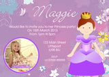Girlie Princess Invite Girls With Photo - Children's Kids Child Birthday Invitations Boy Girl Joint Party Twins Unisex Printed ~ QUANTITY DISCOUNT AVAILABLE