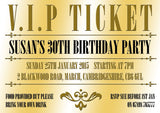 Adult Birthday Invitations Female Male Unisex Joint Party Her Him For Her - VIP Silver Gold Ticket V.I.P Golden ~ QUANTITY DISCOUNT AVAILABLE - YellowBlossomDesignsLtd