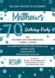 Adult Party Invitations Glitter Effect Stripes Dots 30th 40th 50th 60th 70th