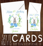 PERSONALISED Cute Bunny Rabbit Birthday Card Son Grandson Boys 1 2 3 4 5 6 Age