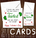 Valentines Day Card Funny Farted Joke Card Husband Wife Boyfriend Girlfriend Fun