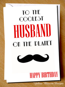 Funny Birthday Card Humorous Joke Witty Banter Coolest Husband Wedding Comical Happy Birthday To The Coolest Husband On The Planet