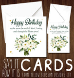 Beautiful Loving Mum - Greeting Card - Yellow Blossom Designs Ltd