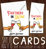 Partners In Wine - Greeting Card - Yellow Blossom Designs Ltd