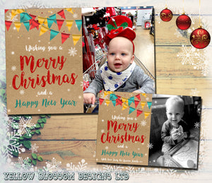 Festival Bunting Photo Christmas Cards ~ QUANTITY DISCOUNT AVAILABLE
