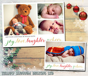 Joy, Love, Laughter & Cheer Photo Christmas Card ~ QUANTITY DISCOUNT AVAILABLE