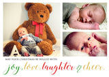 Joy, Love, Laughter & Cheer Photo Christmas Card ~ QUANTITY DISCOUNT AVAILABLE