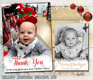 Personalised Full Photo Thank You Christmas Cards Envelopes Postcards Folded ~ VARIOUS PACK SIZES AVAILABLE