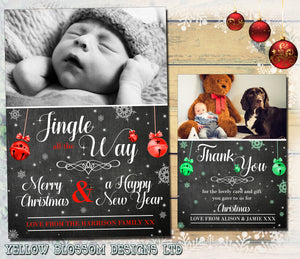 Personalised Packs of Photo Christmas Cards Portrait Chalkboard Jingle
