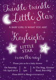 Twinkle Twinkle Little Star Baby Shower Party Invitations ~ Boy Girl - Custom Personalised Invites - Yellow Blossom Designs Ltd