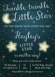 Twinkle Twinkle Little Star Baby Shower Party Invitations ~ Boy Girl - Custom Personalised Invites - Yellow Blossom Designs Ltd