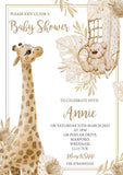 Boho Chic Giraffe & Teddy - Custom Personalised Invites - Yellow Blossom Designs Ltd