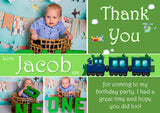 Trains & Planes 3 Photos Personalised Birthday Thank You Cards Printed Kids Child Boys Girls Adult - Custom Personalised Thank You Cards - Yellow Blossom Designs Ltd