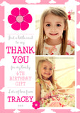 Giraffe Stars Flower Photo Message Personalised Birthday Thank You Cards Printed Kids Child Boys Girls