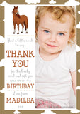 Thank You Cards Birthday Sheep Flower Farm Horse Plane Star Giraffe - Custom Personalised Thank You Cards - Yellow Blossom Designs Ltd