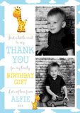 Thank You Cards Birthday Sheep Flower Farm Horse Plane Star Giraffe - Custom Personalised Thank You Cards - Yellow Blossom Designs Ltd