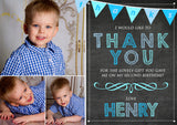 Chalkboard Thanks Bunting Photo Personalised Birthday Thank You Cards Printed Kids Child Boys Girls Adult ~ QUANTITY DISCOUNT AVAILABLE