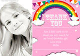 Rainbow Photo Thanks Personalised Birthday Thank You Cards Printed Kids Child Boys Girls Adult